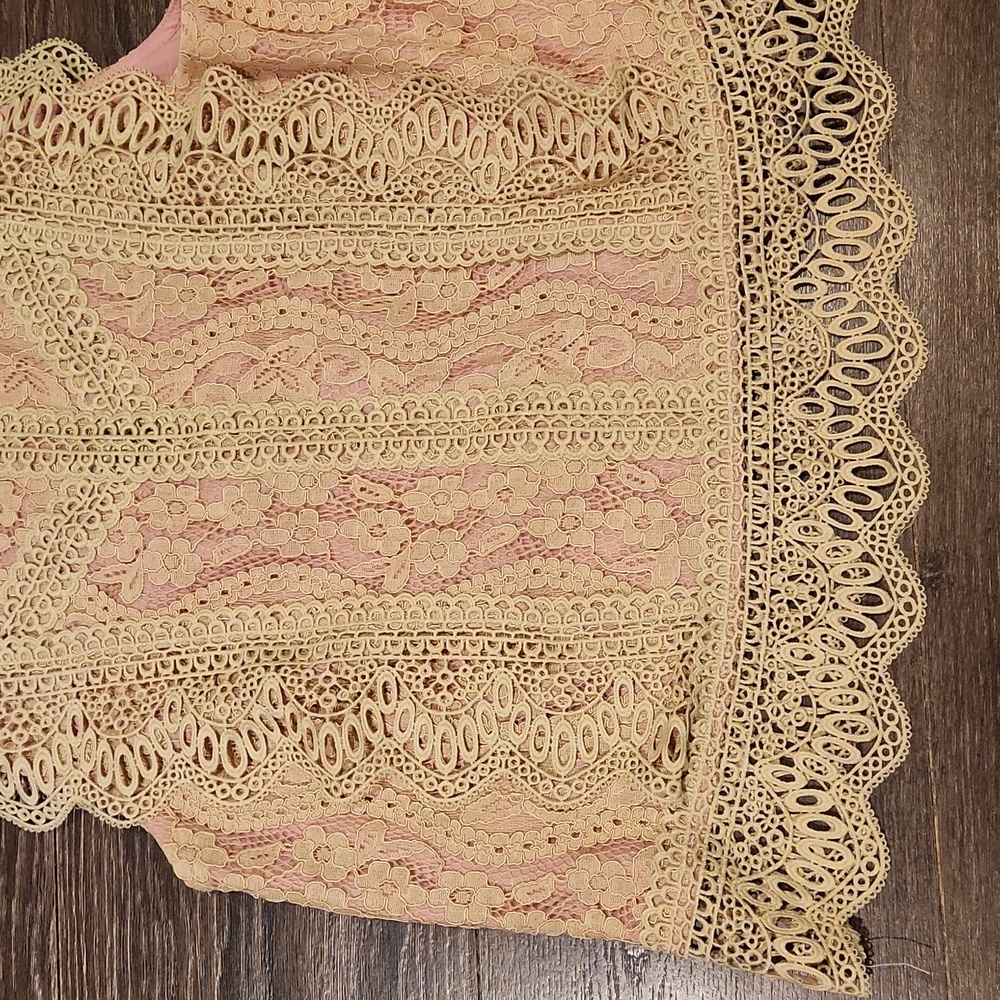 ❤️ NWOT! ANTHROPOLOGIE ERI + ALI SYDNEY LACE BLOUSE / TOP IN BEIGE/PINK, XS - Picture 7 of 12